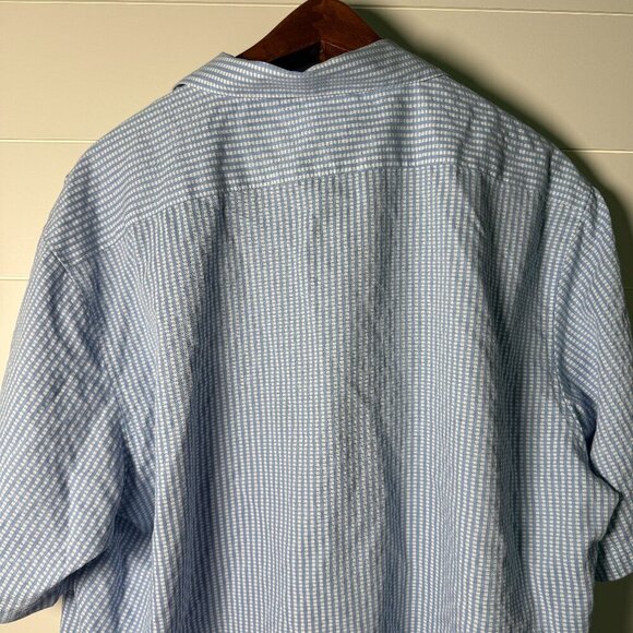 Bugatchi Uomo Short Sleeve Button Down Blue & White Check Sz XL - Picture 3 of 7